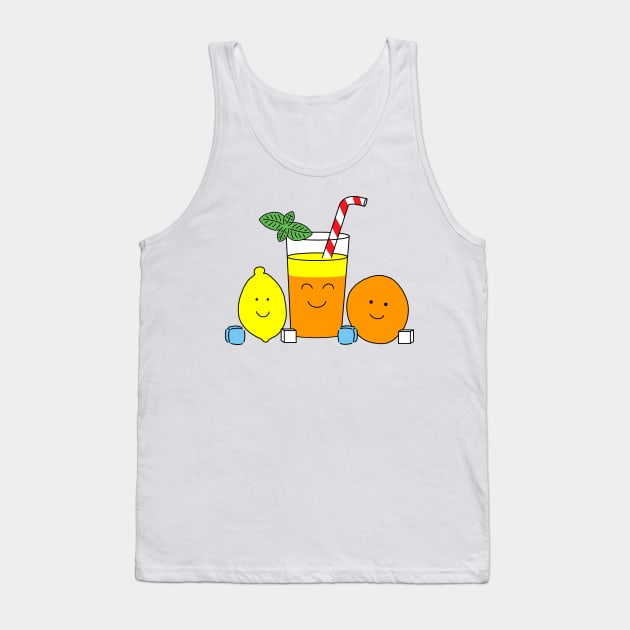 Cute Kawaii Lemonade team Lemon and orange fruit Tank Top by Cute Tees Kawaii